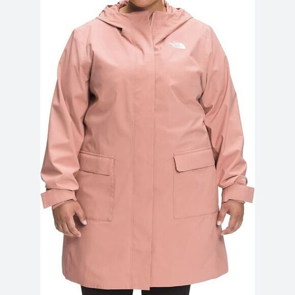 The North Face Plus Sz 2X Women City Breeze Rain Parka Rose Down Light Pink NWT - Picture 1 of 15
